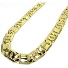 10k Yellow Gold Thick Tiger Eye Link Chain 30 Inch 12.50mm