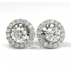 18k White Gold Round 9.5mm Halo Diamond Studs 1.50ct