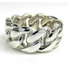 925 Sterling Silver 11mm Solid Miami Link Ring 