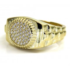 10k Yellow Gold Small Presidential Style Cz Ring 1.00ct