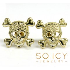 10k Yellow Gold Skull Earrings 