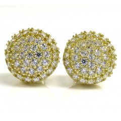 10k Yellow Gold 10.50mm Cz Round Earrings 2ct