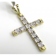 10k Yellow Gold Medium Diamond Cut Diamond Cross 0.13ct