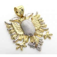 10k Two Tone Gold Diamond Cut Albanian Eagle Pendant