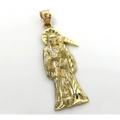 10k Yellow Gold Small Halo Grim Reaper Pendant 