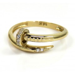 14k Yellow Gold Cz Nail Ring 0.10ct
