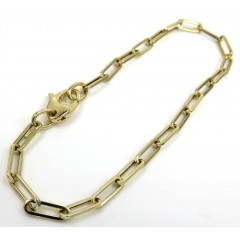 14k Yellow Gold Hollow Paper Clip Bracelet 7.50 Inch 3mm