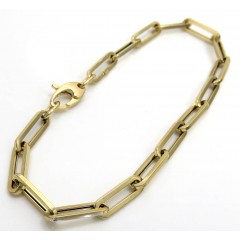14k Yellow Gold Hollow Paper Clip Bracelet 7.75 Inch 4.50mm