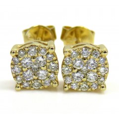 10k Yellow Gold Small Diamond Cluster Earrings 0.25ct 