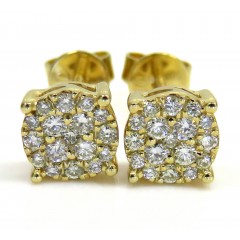10k Yellow Gold Small Diamond Cluster Earrings 0.25ct