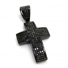 Black Sterling Silver Black Diamond Short Cross 2.49ct