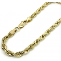 10k Yellow Gold Solid Diamond Cut Rope Bracelet 8 Inch 4.00mm