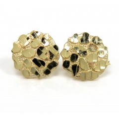 10k Yellow Gold Medium Round Nugget Earrings 