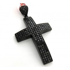 Black Sterling Silver Black Diamond Large Cross 4.17ct