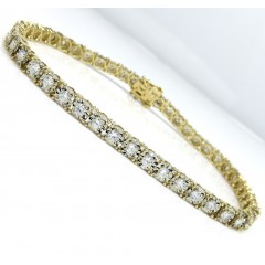 14k Yellow Gold Round 5 Pointer Diamond Illusion Tennis Bracelet 3.70mm 2.25ct