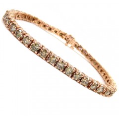 18k Rose Gold 18 Pointer Champagne Diamonds Tennis Bracelet 7 Inch 8.50ct