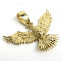 14k Yellow Gold Small Solid Flying Eagle Pendant