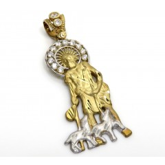 10k Yellow Gold Medium Cz Saint Lazarus Of Bethany Pendant 0.50ct