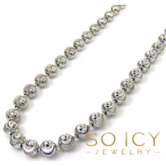 925 White Sterling Silver Moon Cut Bead Chain 18-24 Inch 4mm