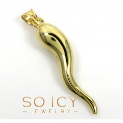 14k Yellow Gold Large Italian Horn Pendant