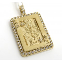 14k Gold Diamond King Of Spades Pendant 0.75ct