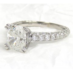 18k White Gold Gia Certified Elongated Cushion Diamond Engagement Ring 3.60ct