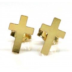 14k Yellow Gold Mini Cross Earring 