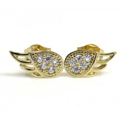 14k Yellow Gold Mini Cz Wing Earrings 0.10ct