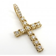 14k Yellow Gold Medium Diamond Cut Diamond Cross 0.35ct