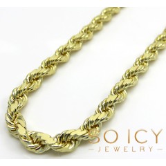 10k Yellow Gold Solid Diamond Cut Rope Chain 26-30 Inch 5mm 