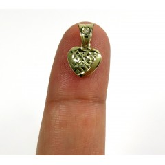 10k Yellow Gold Mini Diamond Cut Cz Heart Pendant 0.03ct