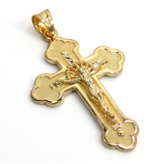 10k Yellow Gold Medium Hanging Jesus Cross Pendant 
