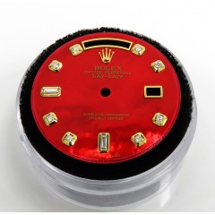 Rolex 36mm Custom Day Date Red Pearl Diamond Dial 