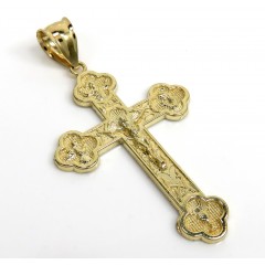 10k Yellow Gold Fancy Jesus Cross Pendant 