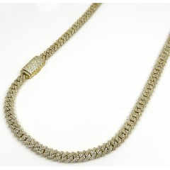 10k Yellow White Or Rose Gold Diamond Miami Tight Link Chain 20-30