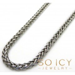 14k White Gold Solid Wheat Franco Chain 30 Inch 3mm