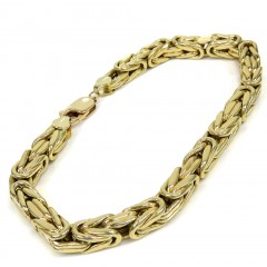 14k Yellow Gold Hollow Byzantine Bracelet 9 Inches 6.20mm