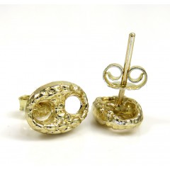 10k Yellow Gold Hollow Nugget Puffed 7.50mm Gucci Style Link Earrings
