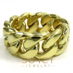 10k Yellow White Or Rose Gold 11mm Solid Miami Link Ring 