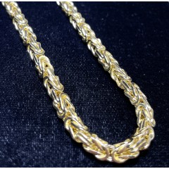 14k Yellow Gold Solid Byzantine Link Chain 20-26