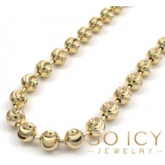 10k Yellow Gold Moon Cut Bead Link Chain 18-26 Inch 5mm