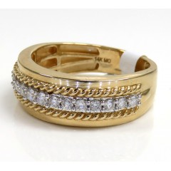 14k Yellow Gold Filigree Diamond Wedding Band Ring 0.54ct