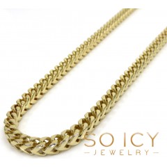 14k Yellow Gold Semi Hollow Box Franco Chain 20-22 Inch 3.70mm