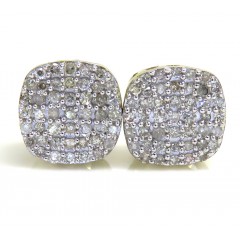 10k Yellow Gold Diamond 7mm Rounded Cube Earrings 0.34ct