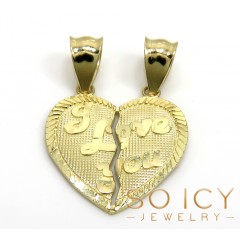 14k Yellow Gold 2 In 1 I Love You Heart Pendants 