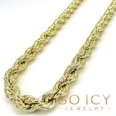 14k Yellow Gold Hollow Smooth Rope Chain 18-24 Inch 6mm