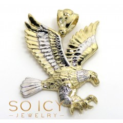 14k Gold Large Diamond Cut Flying Eagle Pendant