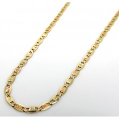 10k Tri Color Gold Solid Diamond Cut Valentino Chain 18-28 Inch 2mm