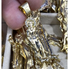 14k Yellow Gold Medium Cz Saint Lazarus Of Bethany Pendant 0.40ct