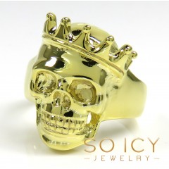 10k Yellow Gold Crown Skull Ring 